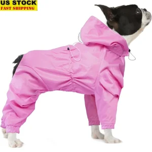 Pet Rain Jacket Waterproof Dog Coat 4 Legs