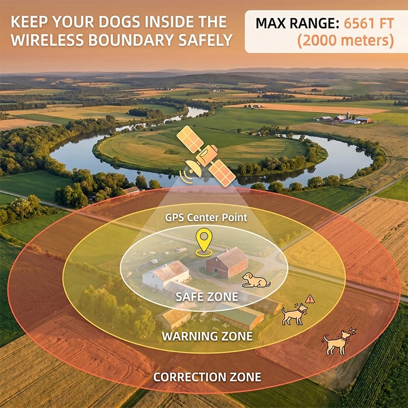 Dog Electronic Fence | Outdoor GPS Fencing System | Waterproof Wireless Fence | Dog Training Collar | Adjustable Warning Intensity | Fence Radius: 33–999 Yards | Rechargeable Smart Pet Containment System - Image 9