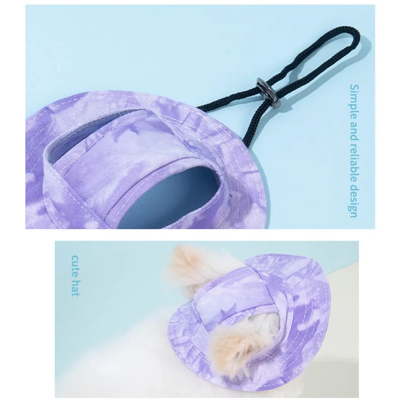 Cotton Sun Hat With Ear Holes Round Brim For Cat Or Dog - Image 18