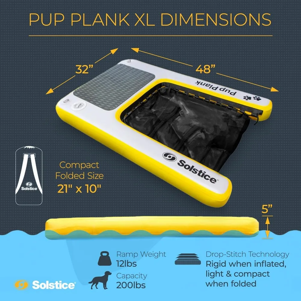 SOLSTICE Inflatable Pup Plank, Dog Water Ramp for Boats and Docks, XL, 200 lb Capacity - Floating Platform for Pets for Lake, Ri - Image 3