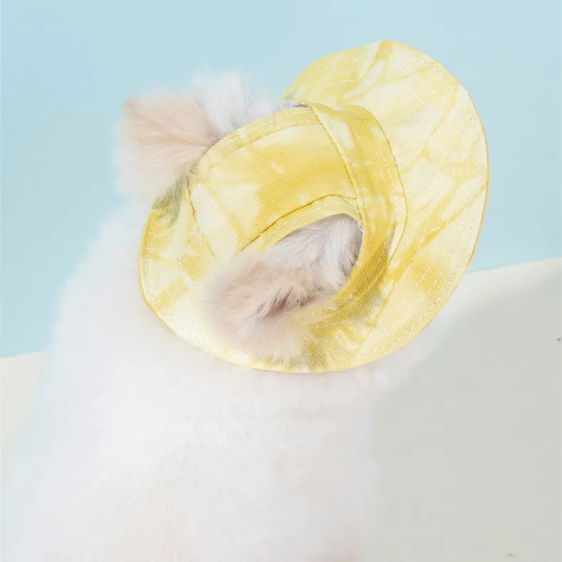 Cotton Sun Hat With Ear Holes Round Brim For Cat Or Dog - Image 13
