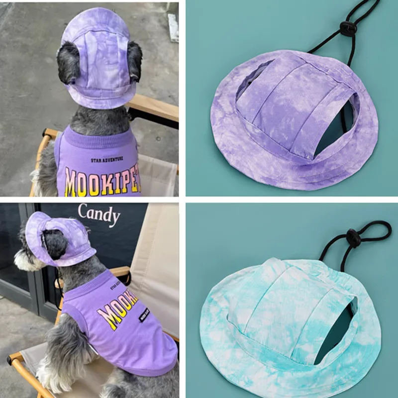 Cotton Sun Hat With Ear Holes Round Brim For Cat Or Dog - Image 5