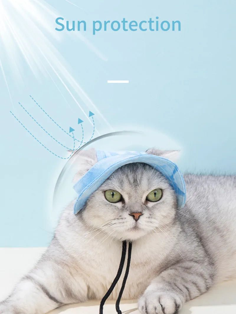 Cotton Sun Hat With Ear Holes Round Brim For Cat Or Dog - Image 15