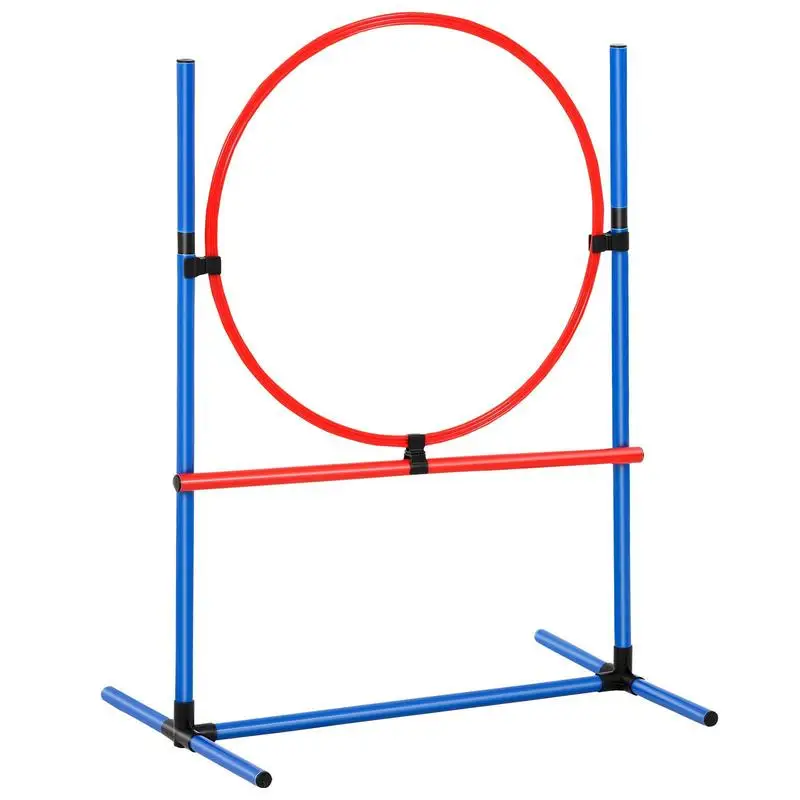 Dog agility training equipment, 5-piece set with adjustable high hurdles, 6 slalom poles, tunnel, jump ring, rest box, whistle, collapsible bowl, obstacle course set for puppies with storage bags - Image 7