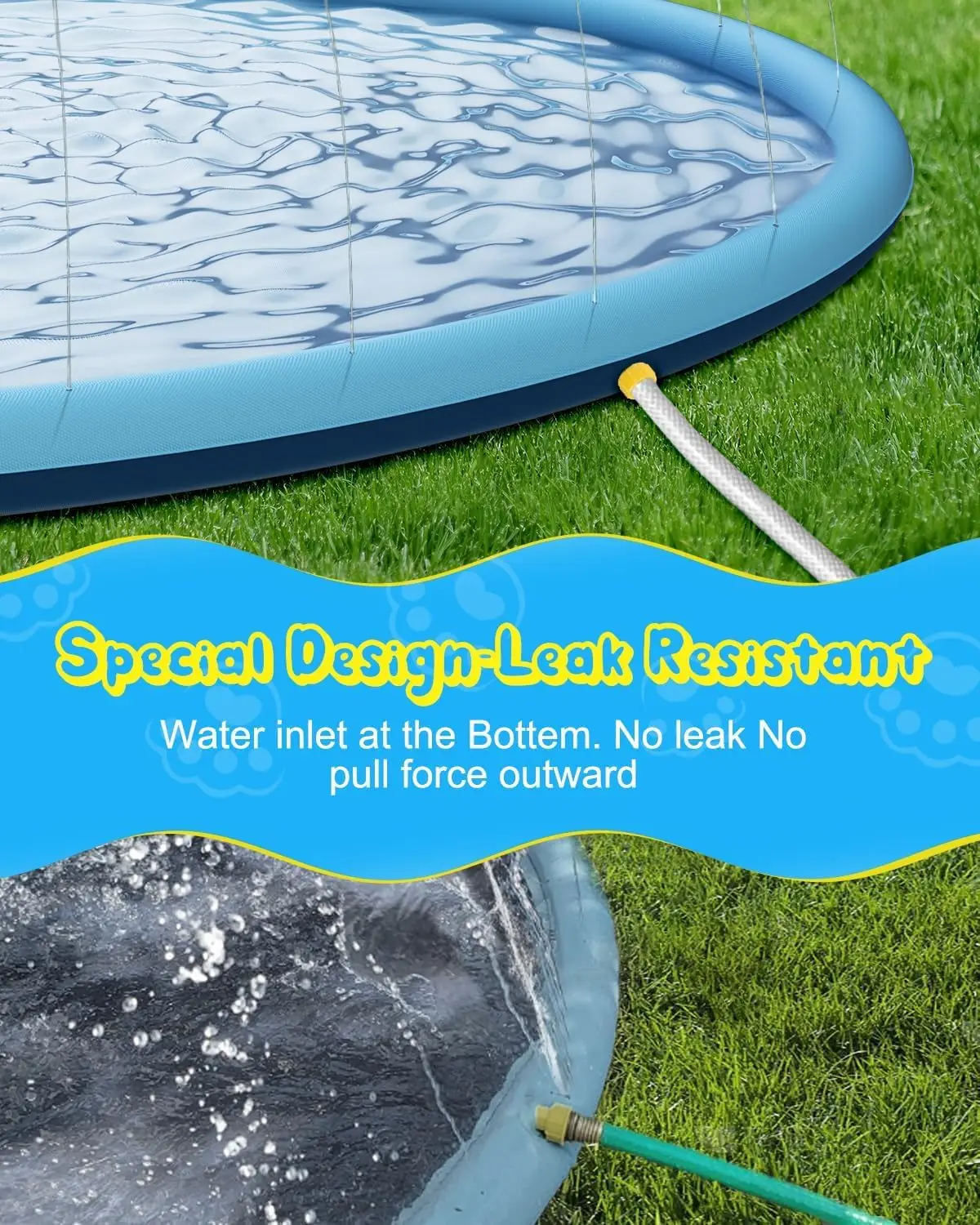 157'' Extra Large Splash Pad for Kids and Dogs, Anti-Slip Sprinkler Mat, Thicken Outdoor Water Toys for Summer Fun - Image 12