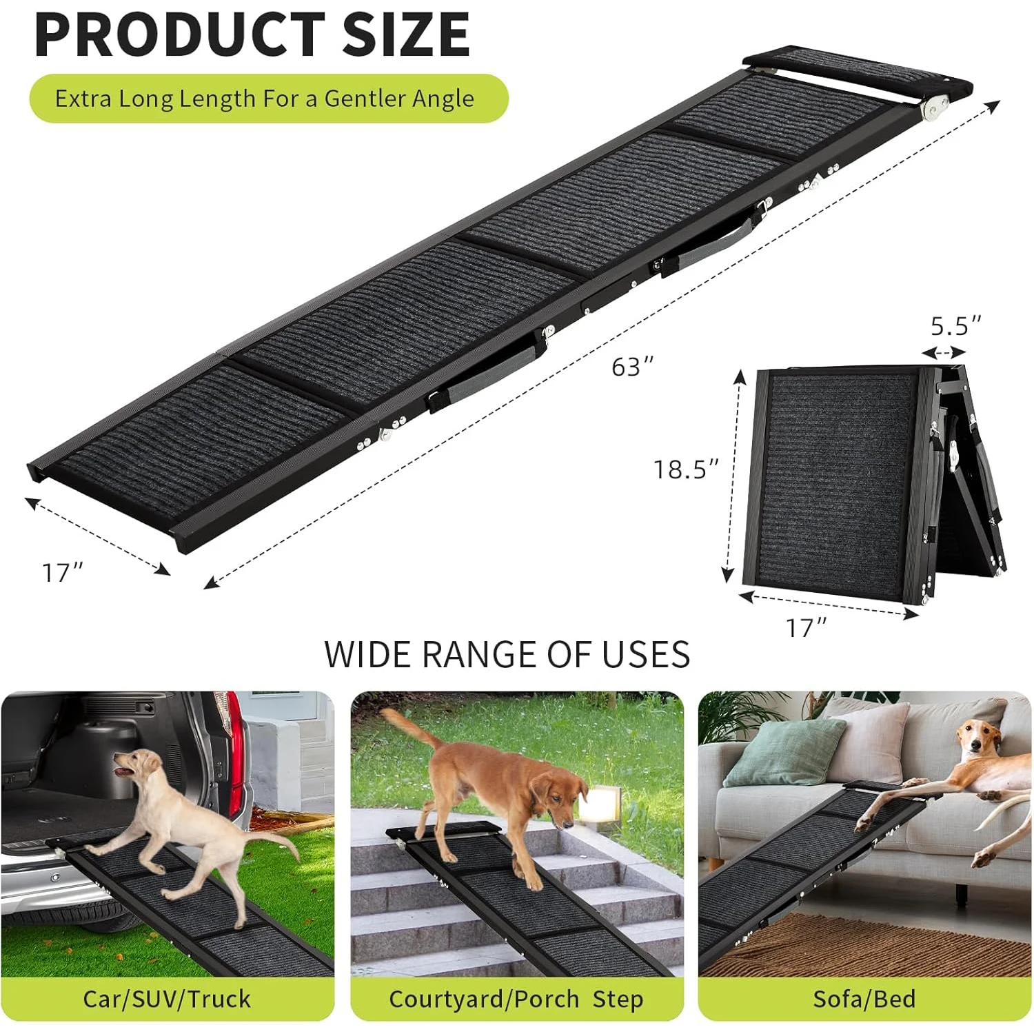 Upgraded Dog Ramp For Cars Folding Pet Ramp For Large Dogs With Non-Slip Surface Portable Outdoor Dog Car Ramp Up to 250 LBS - Image 7