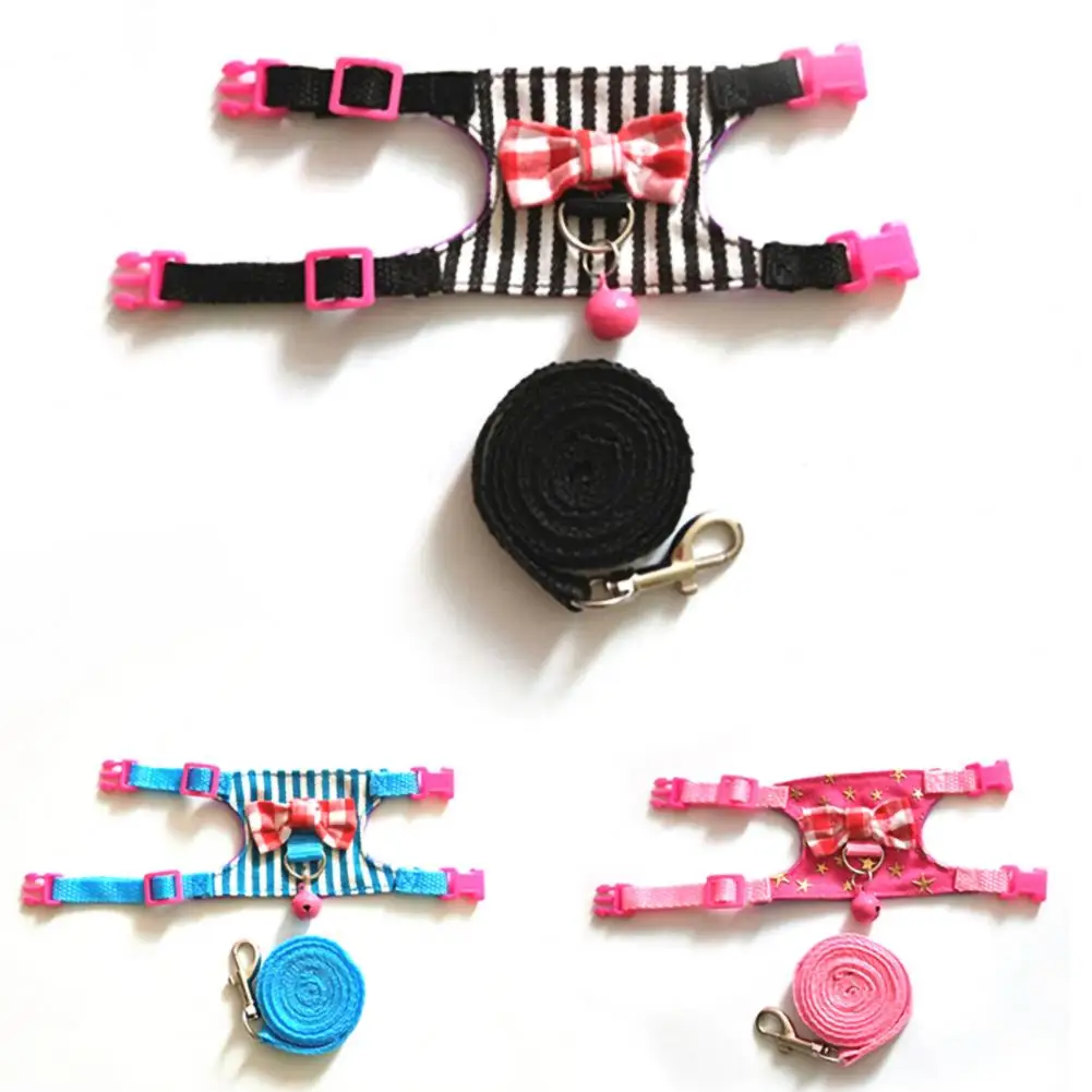 Pet Chest Strap Striped Hamster, Rabbit, Ferret Bow-knot Harness Vest Leash - Image 28