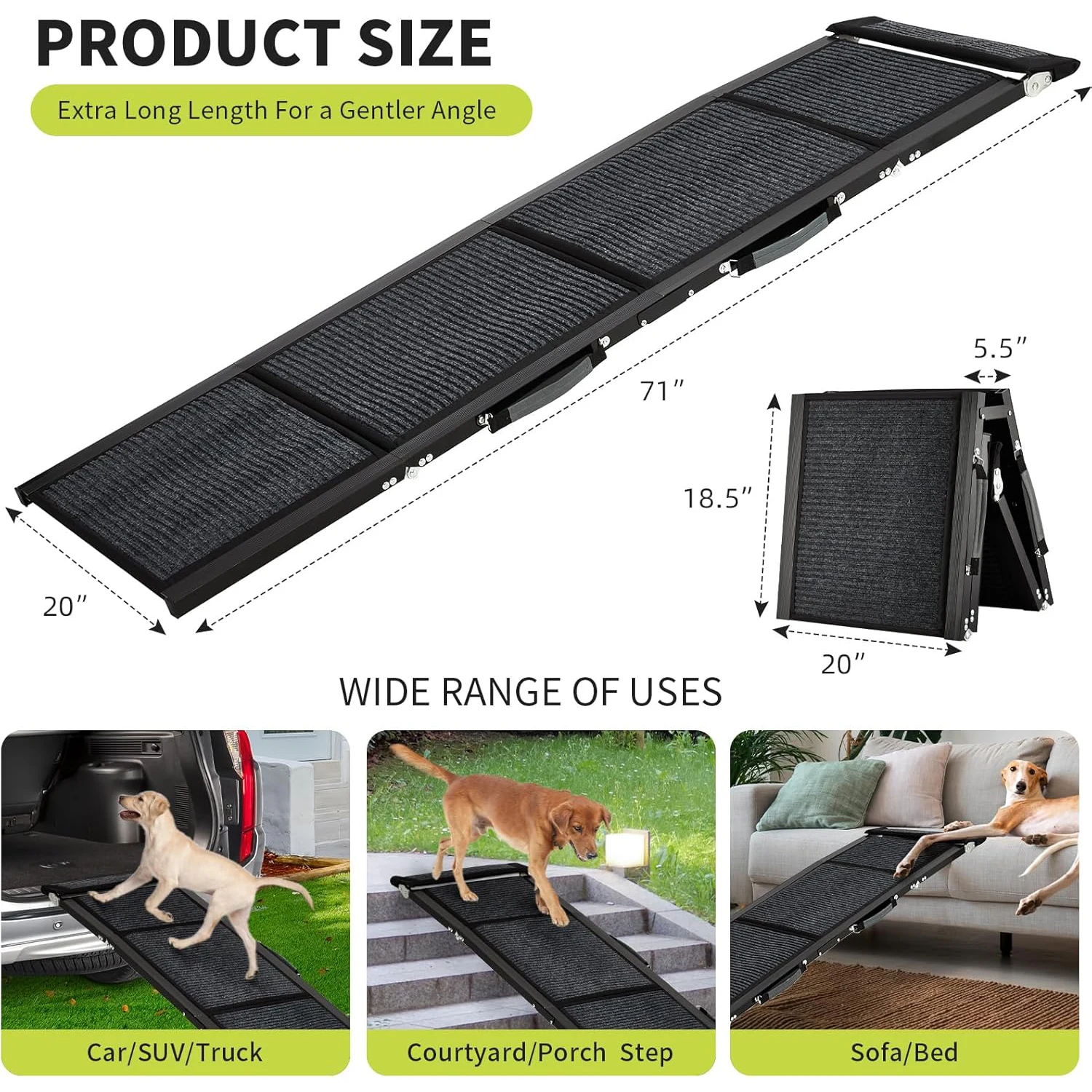 Upgraded Dog Ramp For Cars Folding Pet Ramp For Large Dogs With Non-Slip Surface Portable Outdoor Dog Car Ramp Up to 250 LBS - Image 10