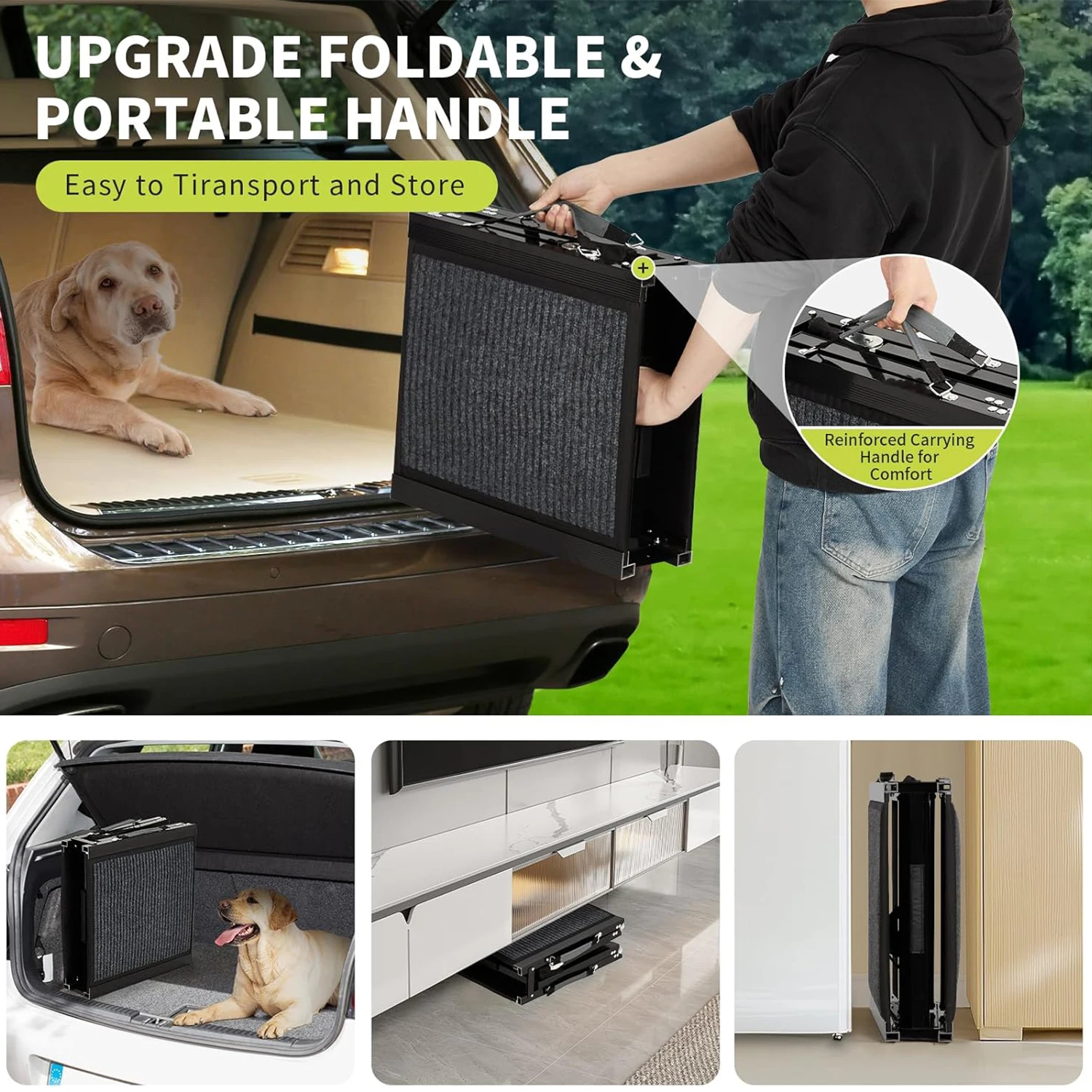 Upgraded Dog Ramp For Cars Folding Pet Ramp For Large Dogs With Non-Slip Surface Portable Outdoor Dog Car Ramp Up to 250 LBS - Image 5