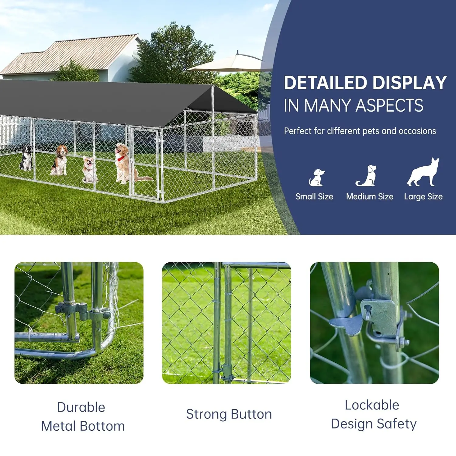 236x118 Heavy Duty Dog Kennel Outdoor Mesh Steel Fence Secure Lock Pet Cage, Custom - Image 11