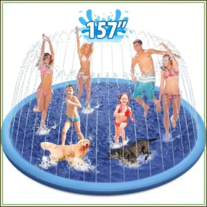 157'' Extra Large Splash Pad for Kids and Dogs, Anti-Slip Sprinkler Mat, Thicken Outdoor Water Toys for Summer Fun