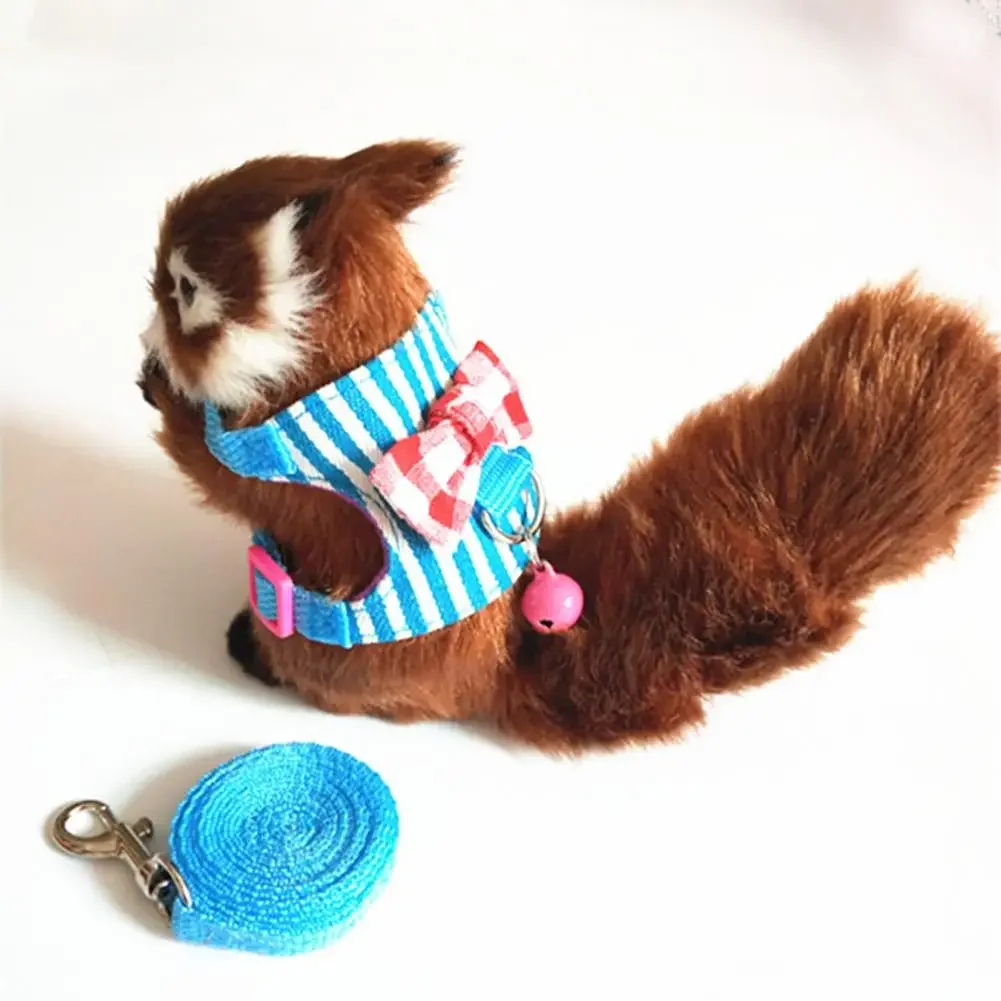 Pet Chest Strap Striped Hamster, Rabbit, Ferret Bow-knot Harness Vest Leash - Image 3