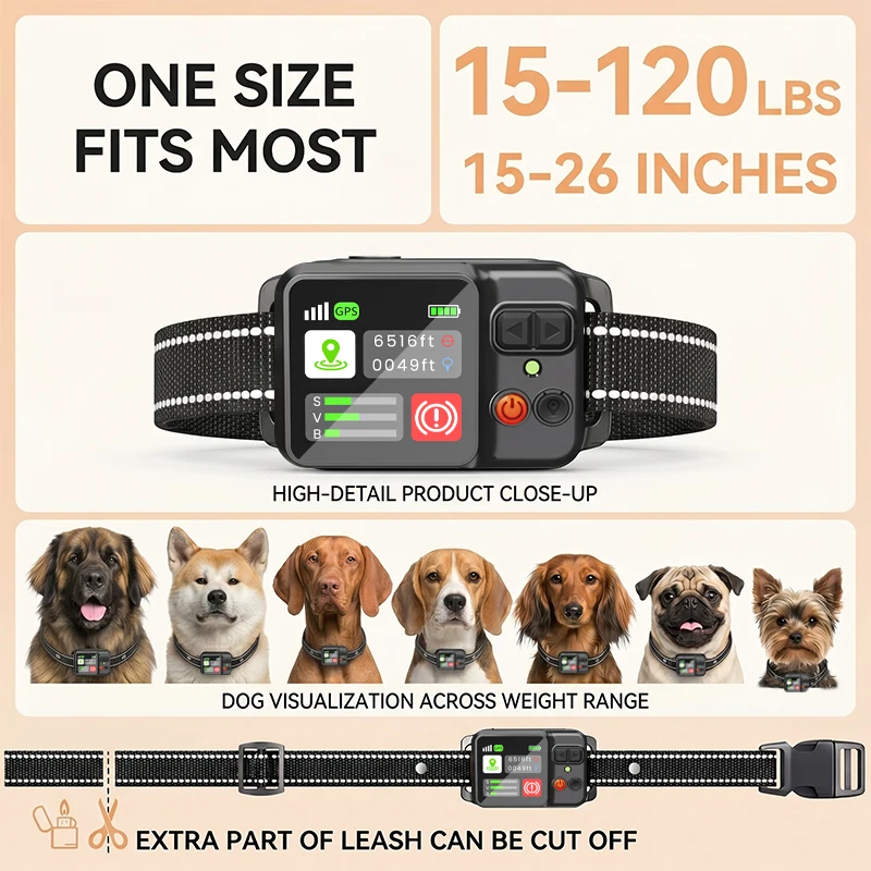 Dog Electronic Fence | Outdoor GPS Fencing System | Waterproof Wireless Fence | Dog Training Collar | Adjustable Warning Intensity | Fence Radius: 33–999 Yards | Rechargeable Smart Pet Containment System - Image 4