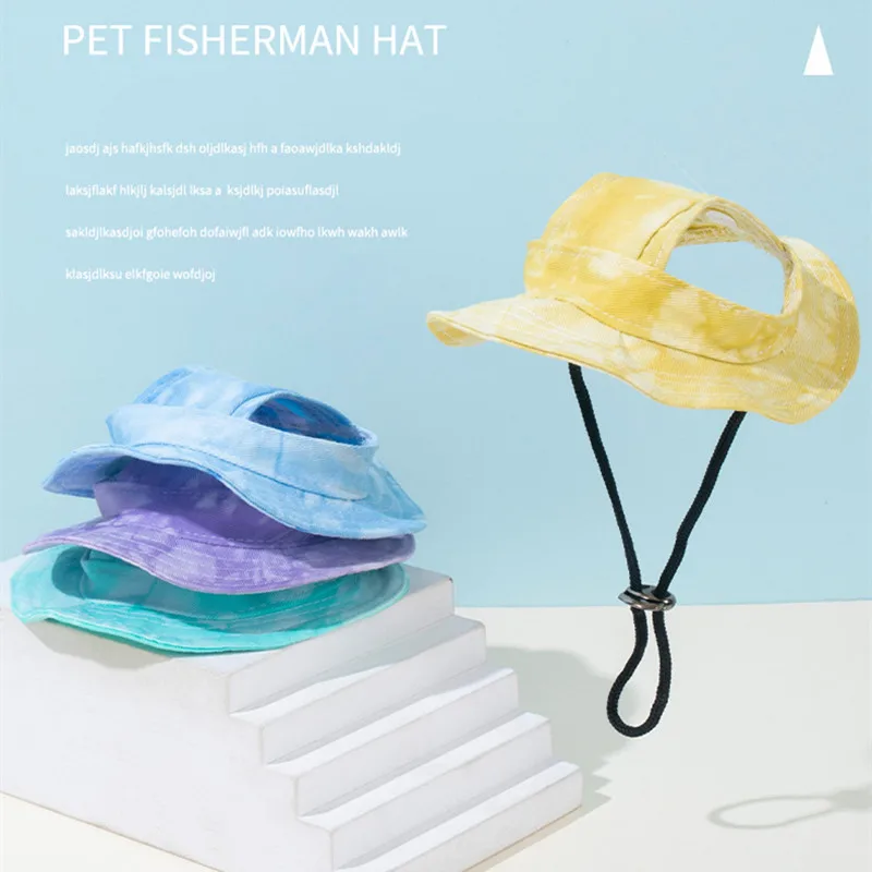 Cotton Sun Hat With Ear Holes Round Brim For Cat Or Dog - Image 4