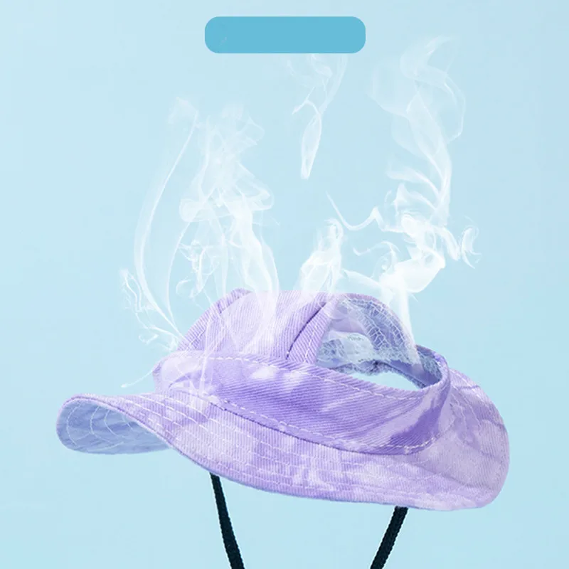 Cotton Sun Hat With Ear Holes Round Brim For Cat Or Dog - Image 17