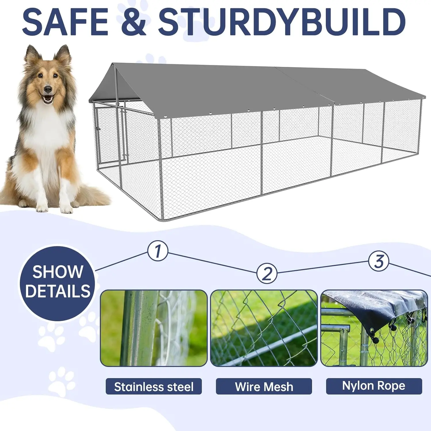 236x118 Heavy Duty Dog Kennel Outdoor Mesh Steel Fence Secure Lock Pet Cage, Custom - Image 4